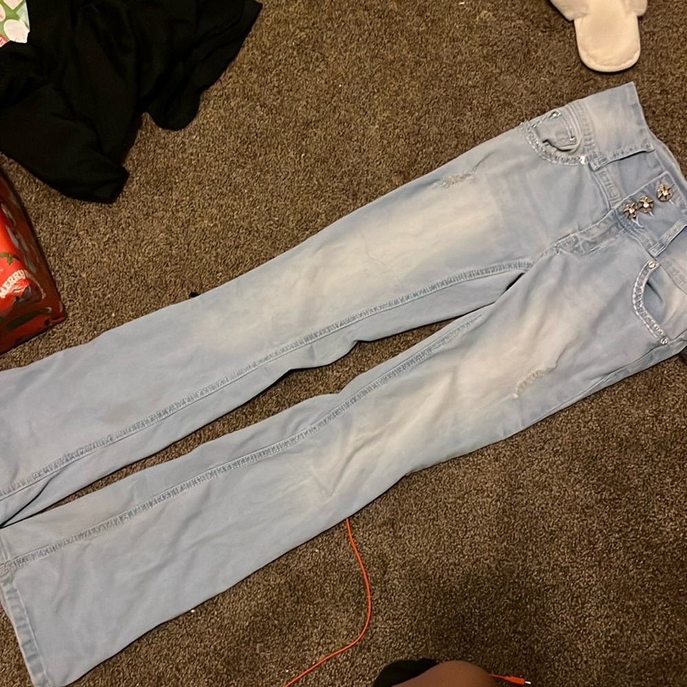 boot cut light blue jeans